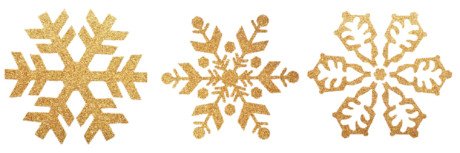 three gold snowflakes