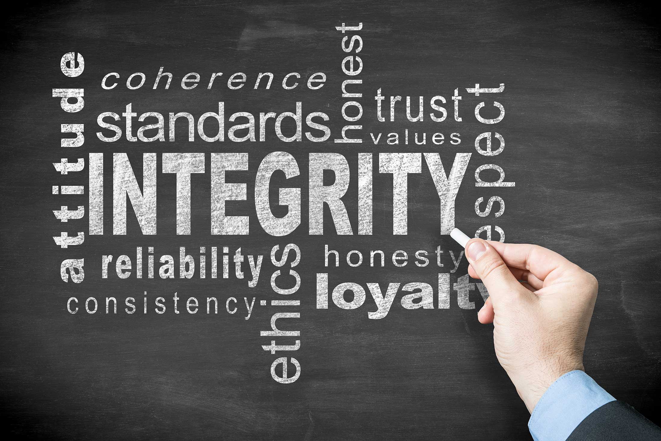 integrity written with chalk