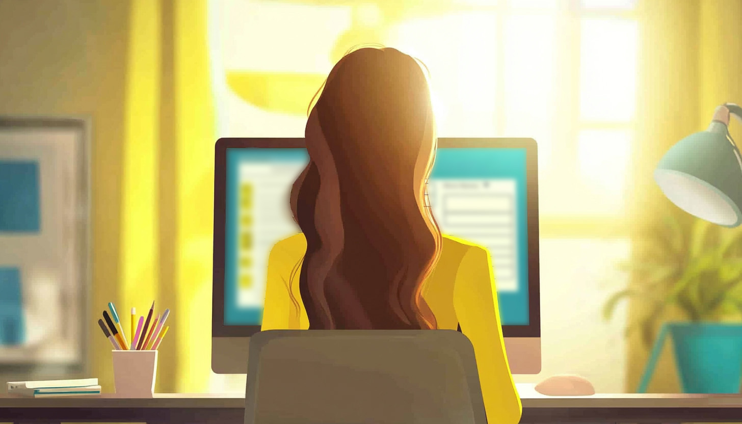a-women-working-on-the-computer-checking-off-items-on-a-checklist