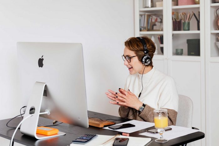 woman working from home at her desk