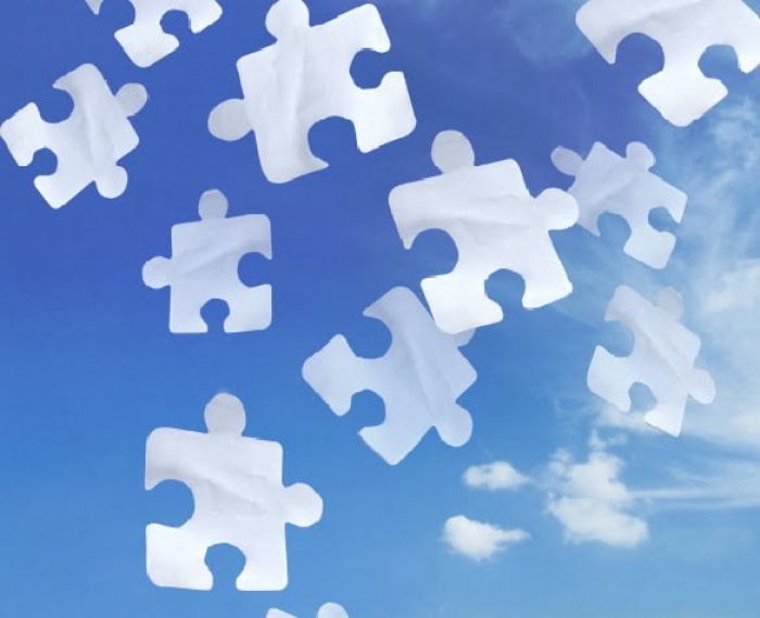 puzzle pieces in the clouds