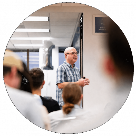Richard Harris leading a live sales management training session