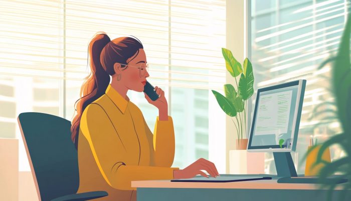 woman-talking-on-the-phone-at-her-desk